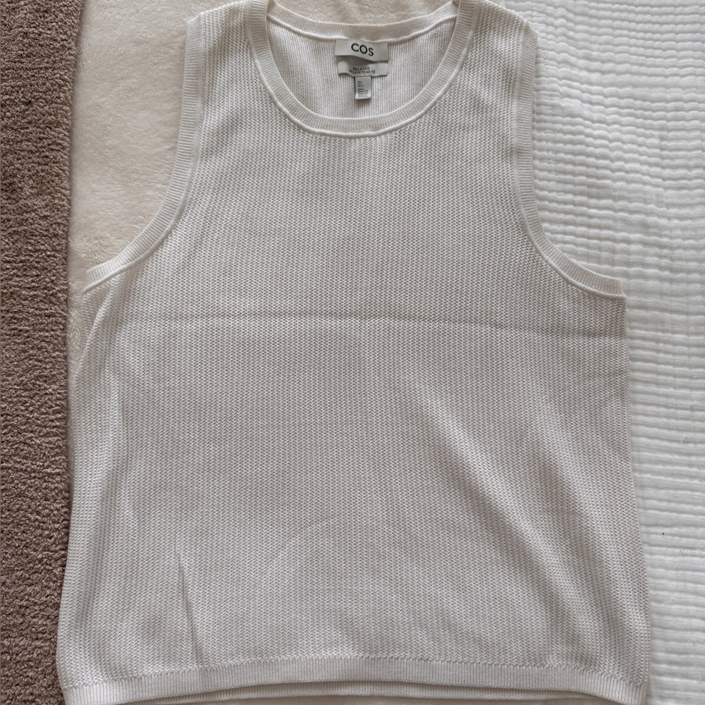 COS Sleeveless Relaxed Textured Knit Cotton Vest